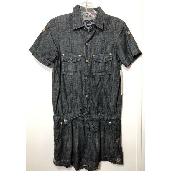 Kersh Blue Denim Chambray Romper Snap Front - Picture 1 of 7